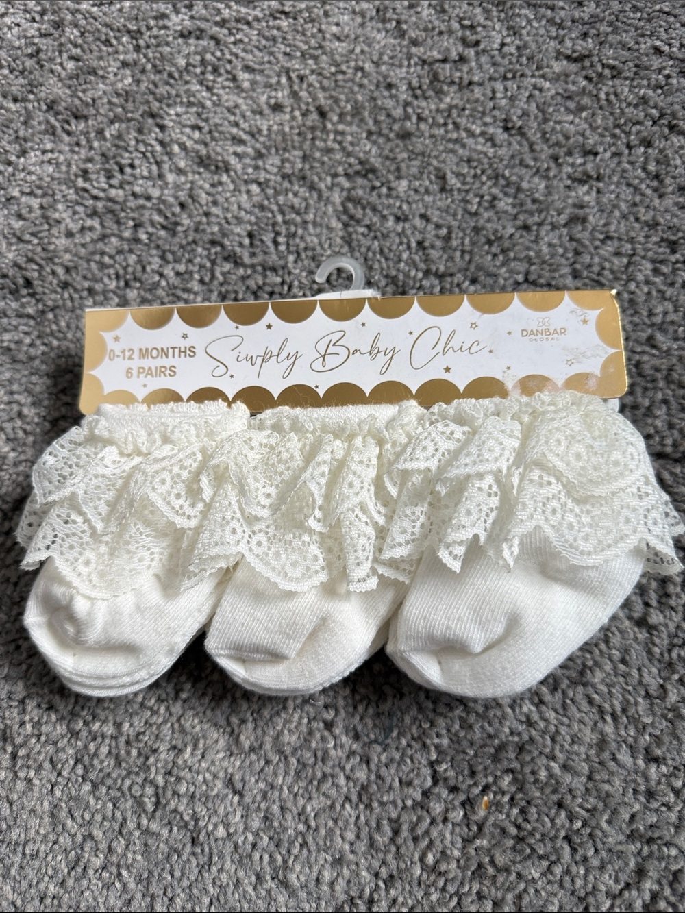 ✅Simply Baby Chic Ivory Ruffle Baby Socks - 6 Pairs (0-12 Months)